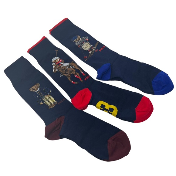 POLO RALPH LAUREN Mens Cortina Bear 3-Pack Socks Gift Set - Picture 7 of 13